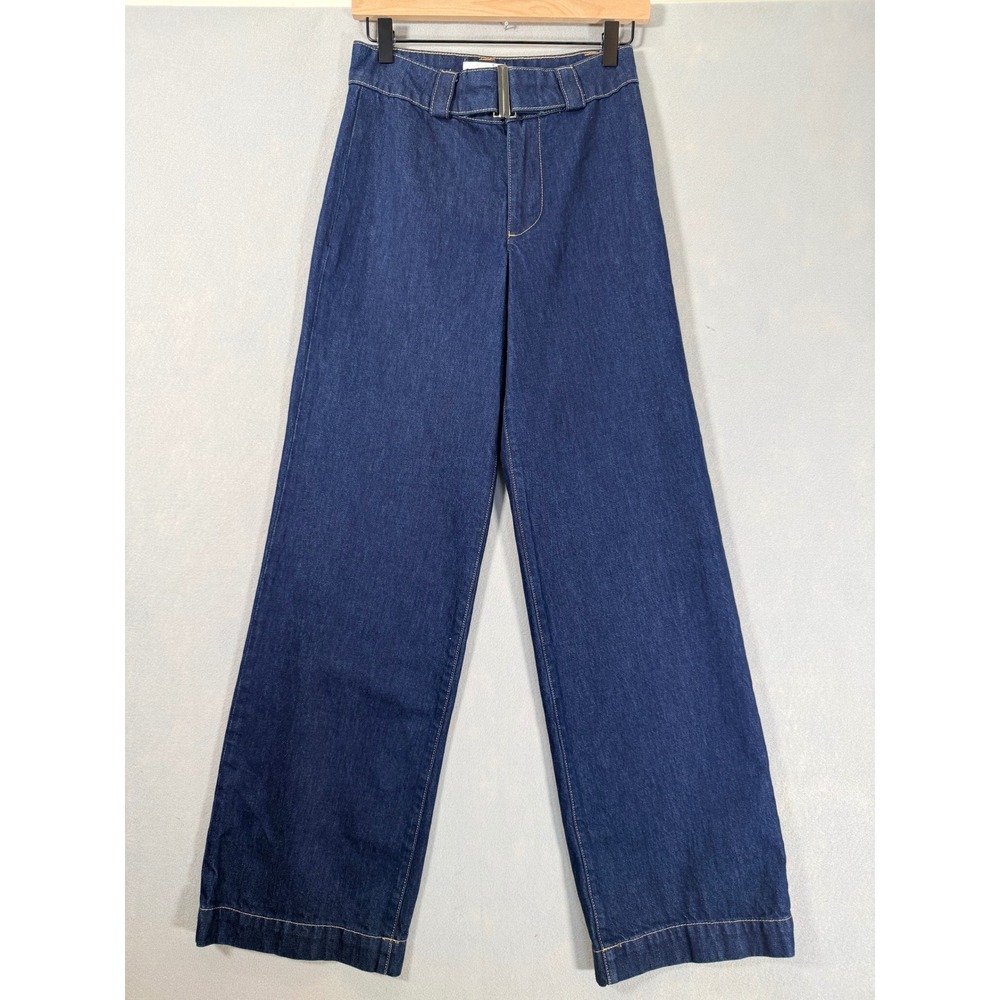 FRAME Women Dark Wash High Rise Belted Wide Leg Denim Jeans Size 24